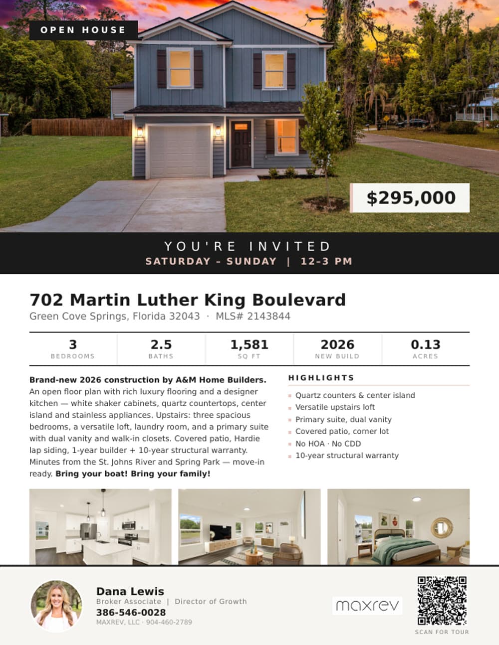 Print-ready open house flyer for 702 Martin Luther King Blvd with QR code